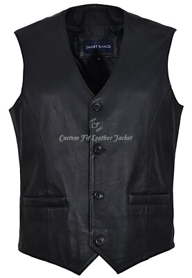 Herren Echt Leder Weste Schwarz Napa Party Mode Klassisch Designer Weste 5226