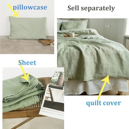 Funda nórdica lavada a piedra Francia lino color liso sábanas transpirables funda de almohada - Imagen 6 de 30