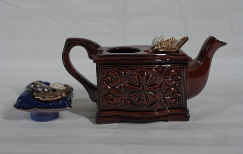 RARE! DISCONTINUED PAUL CARDEW 2 CUP JEWELRY BOX TEAPOT 4 1/2' TALL NEW WITH TAG - Picture 3 of 5