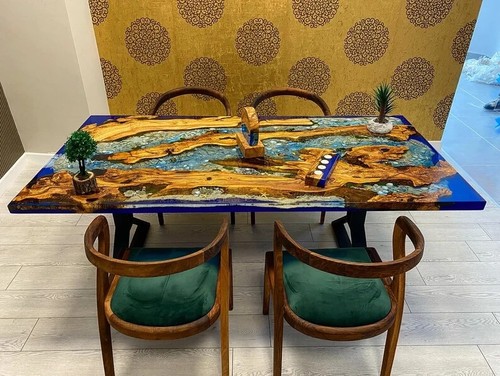 Custom Order Olive Wood River Blue Beige Turquoise Aquarium Epoxy Table-Resin - Picture 9 of 17