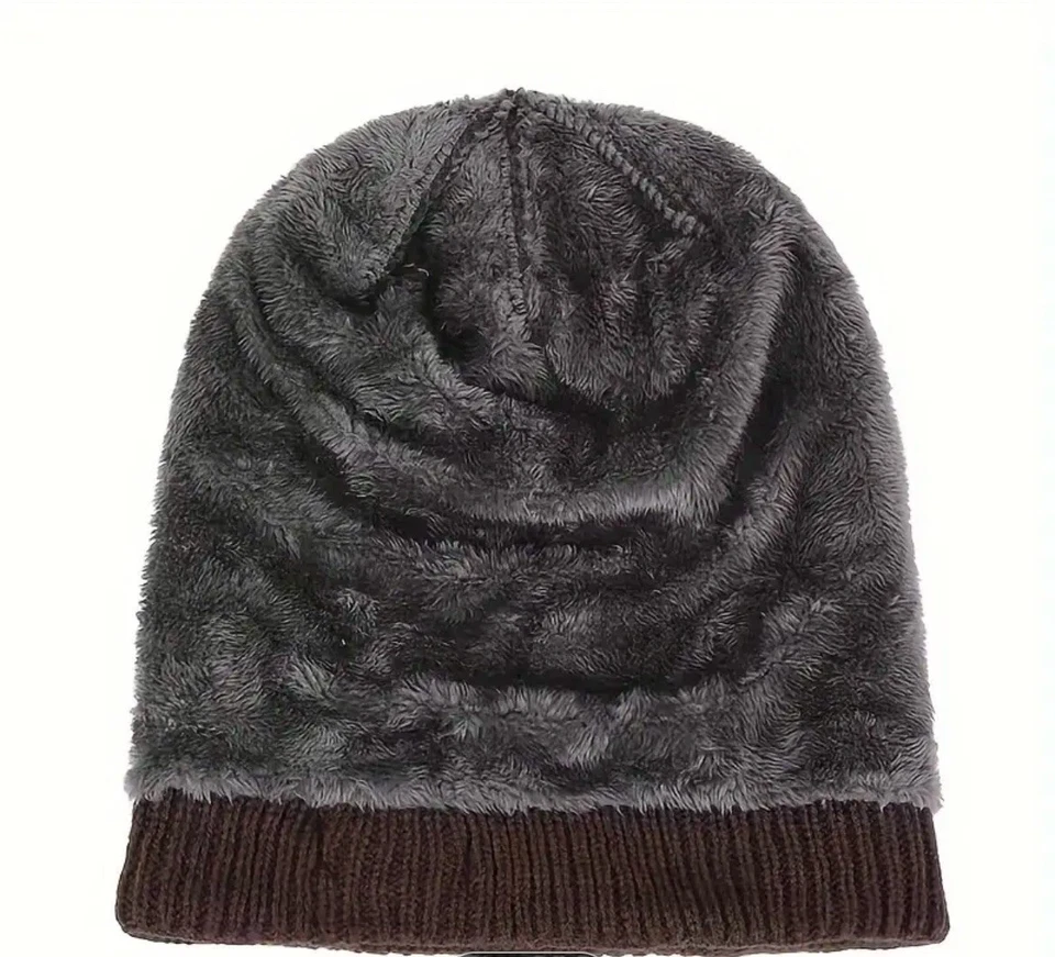 Двухслойный бархат вязаный тюрбан шляпы зимние Beanie черный - Изображение 3 из 3