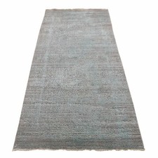 4' x 9'9" Green Broken Farsian Design Wool/Silk Hand Knotted Runner Rug R80286