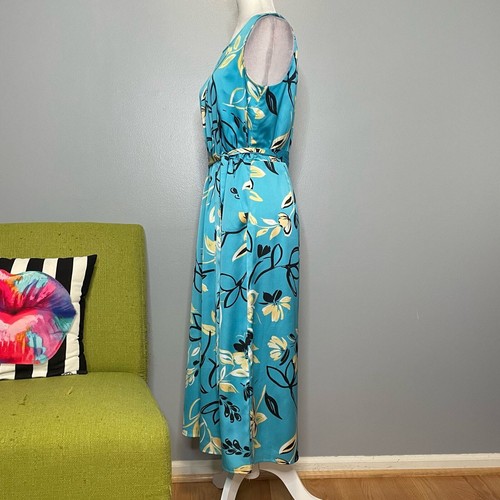 Nine West Blue Floral Wide Crop Leg Belted Jumpsuit 4 - Picture 3 of 6