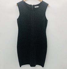Calvin Klein Womens Size Medium Sleeveless Sheath Sweater Dress Black Gray 026