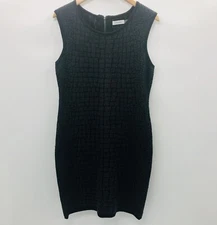 Calvin Klein Womens Size Medium Sleeveless Sheath Sweater Dress Black Gray 026