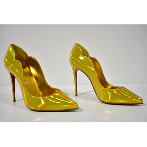 Christian Louboutin Hot Chick 100 Yellow Patent Psychic Pointed Heel Pump 38.5 - Picture 4 of 12