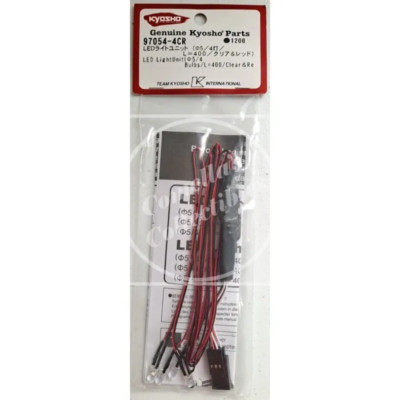 Kyosho LED Light Unit, 4x 5mm Bulbs, 2x White & 2x Red, L=400mm #97054-4CR