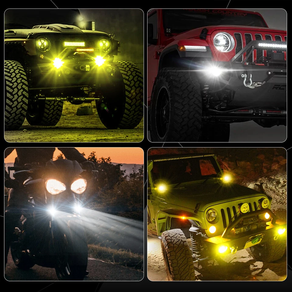 Luz de trabajo LED 5/4"/3" amarillo blanco cubo vainas punto inundación conducción lámpara antiniebla todoterreno Foto 2 de 4