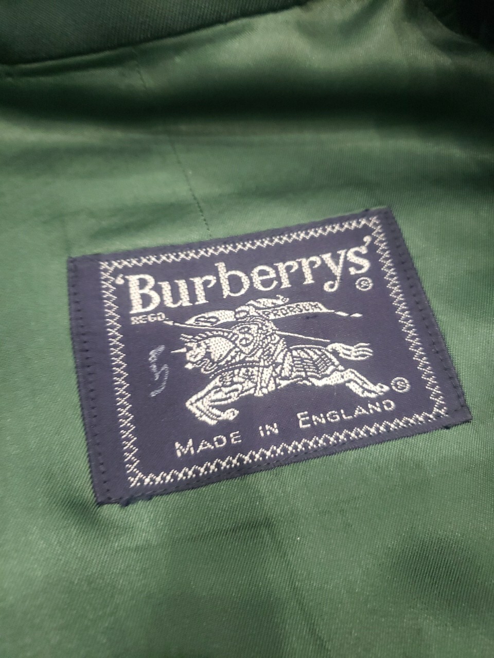 Vintage Green Burella Made In England Burberry Trench Coat Size UK 16
