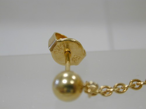 Fabulous Estate Solid 14k Yellow Gold Dangle Sphere Earrings- FB Designer~RARE - Picture 7 of 7
