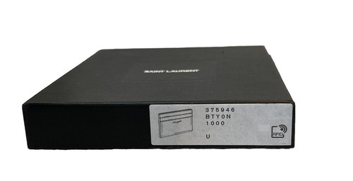 Cartera portatarjetas Saint Laurent Paris de cuero negro con estampado de logotipo PVP £ 210 - Imagen 7 de 9