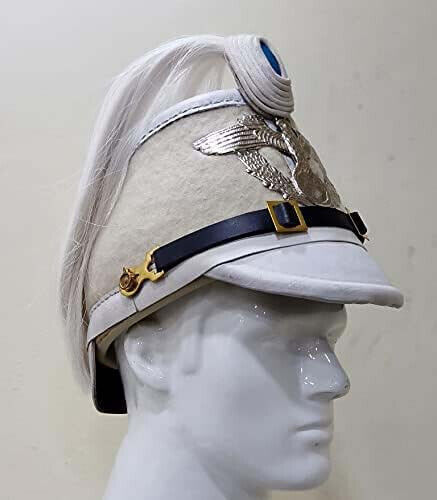 White German Shako Helmet Made of Leather, Imperial Prussian Helmet - Picture 2 of 12