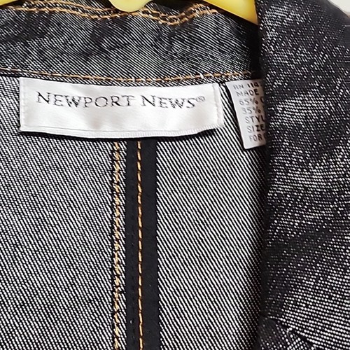 Maxi Vestido Vintage Newport News Y2K Denim Metálico Plumero Trench Talla 6 Precioso - Imagen 7 de 15