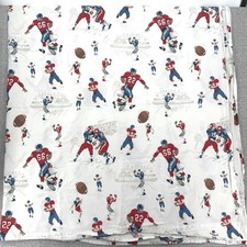 Pottery Barn Kids Football Full Flat Sheet 100 Organic Cotton Blue Red White