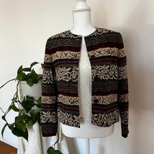 Vintage 100 Silk Tapestry Print Light Jacket Size 8 Petite Fits Regular M