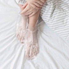 100pcs Disposable Plastic Foot Covers Bags Clear Booties BathUS Z3C2 UK H0X8