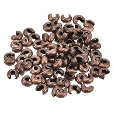 150pcs Crimp Bead Covers, 5mm/0.2" Half Round Open Crimp Beads, Red Bronze