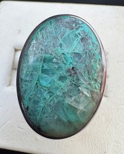 Beautiful Oval Chrysocolla Sterling Silver Ring Size 6.25