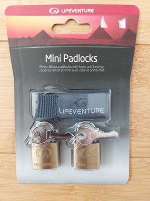 Lifeventure Mini Messing Reise Sicherheit Gepäck Schlüssel Vorhängeschlösser x 2, Brandneu mit Etikett