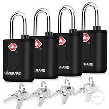 4 Pack TSA Approved Travel Luggage Locks with Keys, Keyed Suitcase Padlock, Zipp