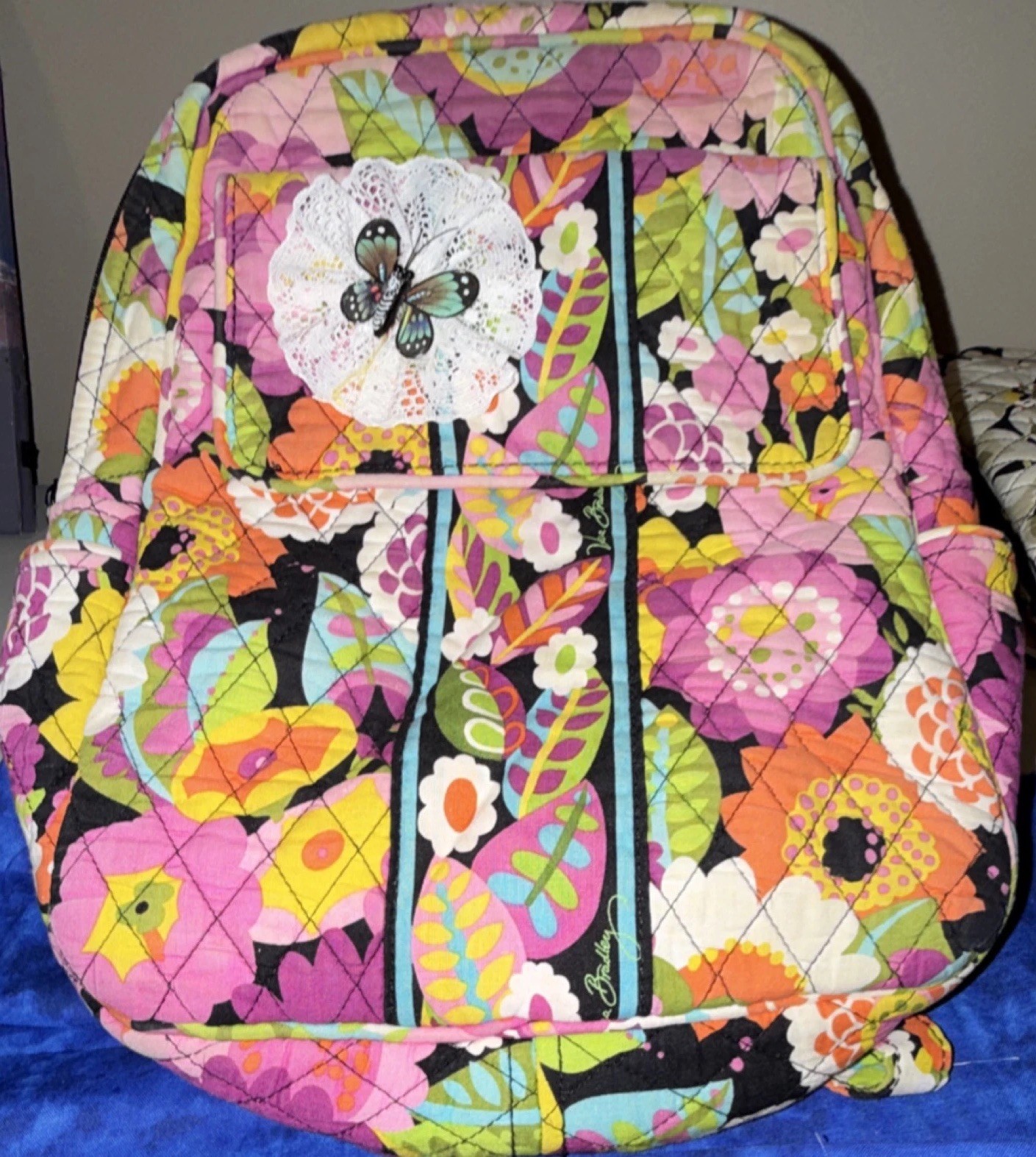 Vera Bradley Floral Butterfly Quilted Backpack Multicolor