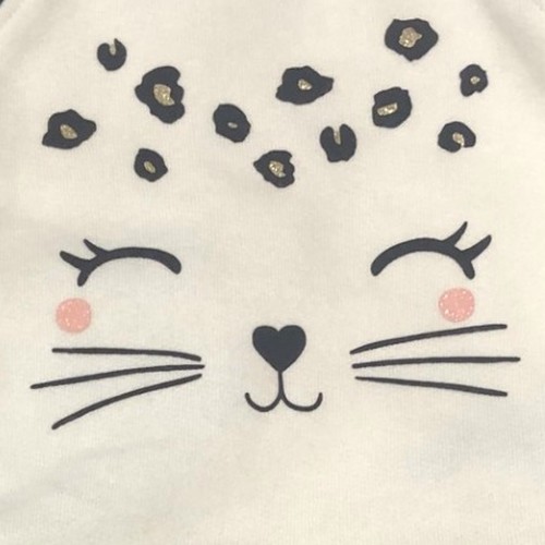 Carters Infant Girls Ivory Cat Sweatshirt & Black Glitter Gold Leggings 6M - Picture 2 of 2