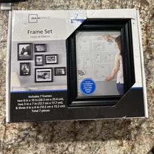 MAINSTAYS  7 Piece Wood Frame Set-Black  new open box 