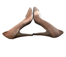 Women's size 6 Garolini Italy Brown Suede Peep Toe Heels Vintage Pumps