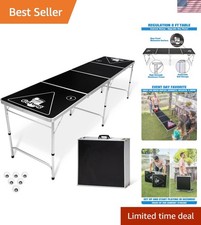 Portable 8-Foot Beer Pong Table with 6 Balls - Perfect for Tailgates Parties