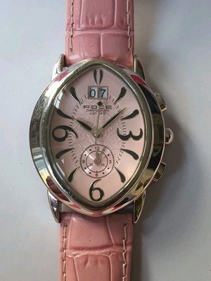 POCE Chronograph Just Date F242YS Swiss Quartz Watch Wristwatch Oval