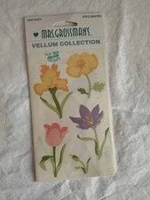 VTG Grossman's Vellum GARDEN FLOWERS  Callas & Crocus 3 Sticker Sheets NEW