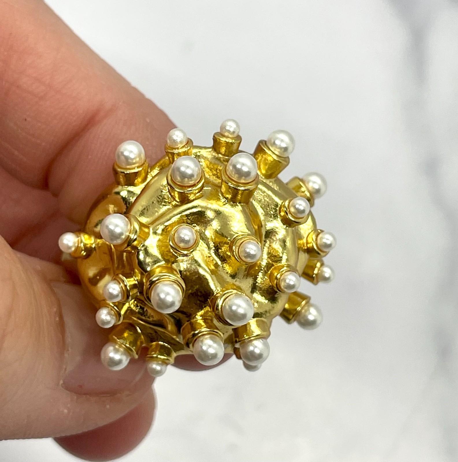 SCHIAPARELLI Pearl Statement Ring Adjustable size… - image 5