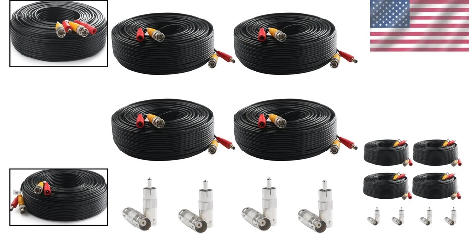 150ft BNC Video Power Cable 4 Pack - CCTV DVR Surveillance - Image 2 of 4