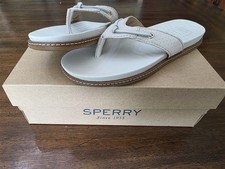 NWT Sperry Top Sider 6.5 Waveside PW Thong Flip Flops Ivory 126504