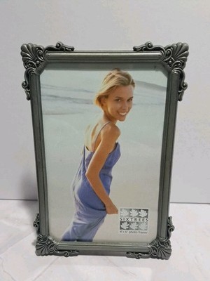 Pewter Picture Frame Six Trees Fleur D'lys Border 4''x6'' Photo