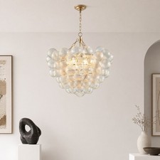 24 inch Living Room Modern Bubble Glass LED Pendant Chandelier 6 Light Fixture