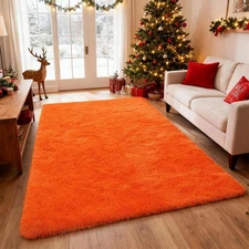 Orange Shag Area Rugs for Bedroom Living Room,5X8 Ultra Soft Fluffy Area Rugs fo