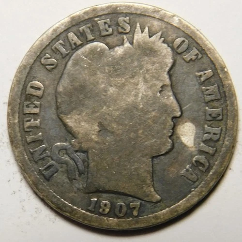 1907-P Barber Dime — photo from the most recent tracked eBay sale