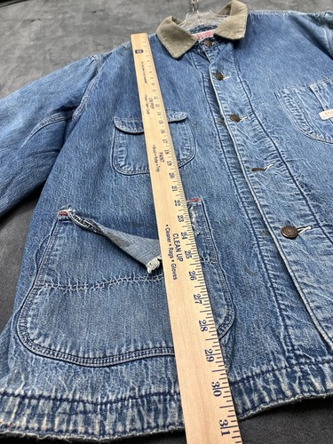 Giacca vintage anni 40 Hercules coperta foderata Chore denim uomo XL invecchiato problemi sottili - Foto 22 di 24