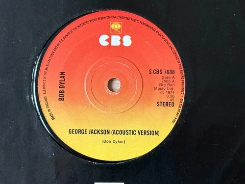 BOB DYLAN GEORGE JACKSON (ACOUSTIC VERSION) 7" CBS (1982) EX- FOLK ENGLAND (RE)