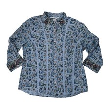 Napa Valley Floral Button Down Shirt Medium Cotton Vintage 90s