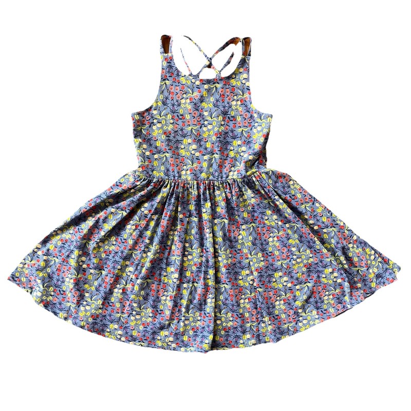Tea Collection Girls’ Size 7 Blue Strappy Full-Skirted Dress
