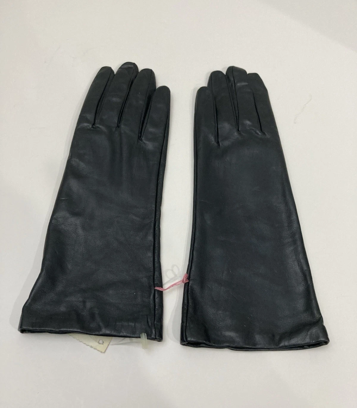NWT Vintage Charter Club Women's 11" Black Kid Leather Gloves w/Silk Lining 7.5