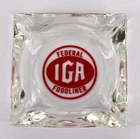 Vintage Marketing Glass Ashtray IGA Federal Foodliner