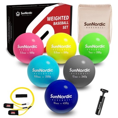 SunNordic 6 Pack Smooth Weighted Baseball 15LB (Beginner Level), Multicolor