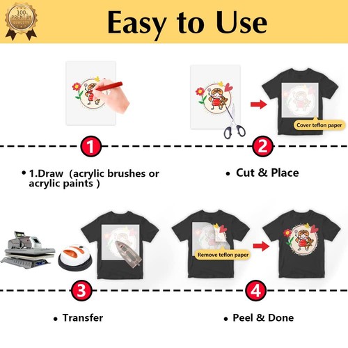 Drawable Heat Transfer Paper for T Shirts 25 Sheets 8.5x11" Dark 4.0 Printabl... - Picture 3 of 6