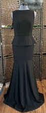 CACHE 6 Black floor length mermaid DRESS GOWN Peplum Formal Low Back Classy