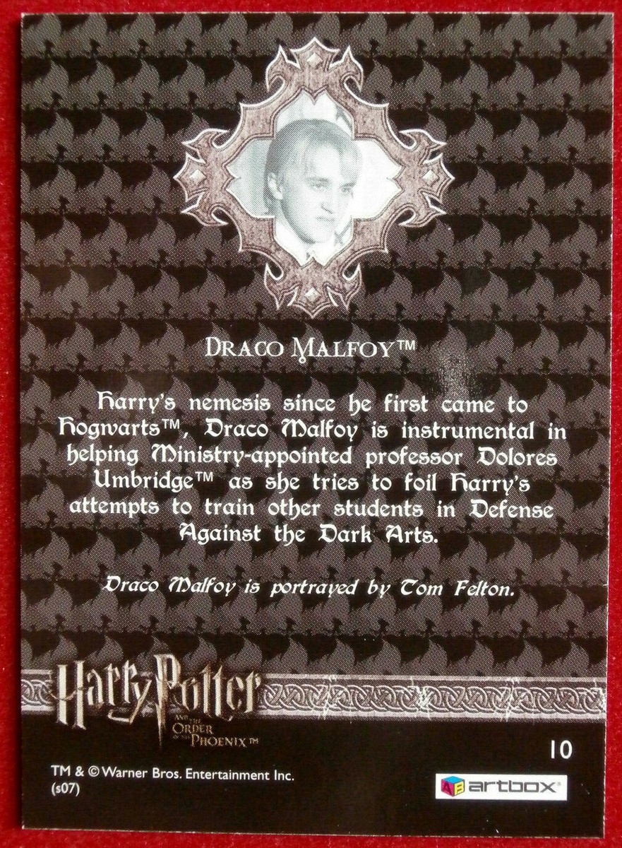 HARRY POTTER ORDER OF THE PHOENIX Card #010 DRACO MALFOY