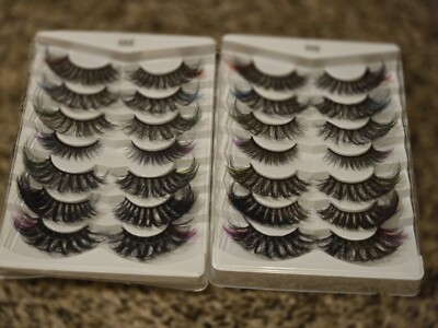 AMSDCN New Mink Lashes Wholesale 7/4 pairs 3D Colored Eyelashes Luxury - 2 Sets