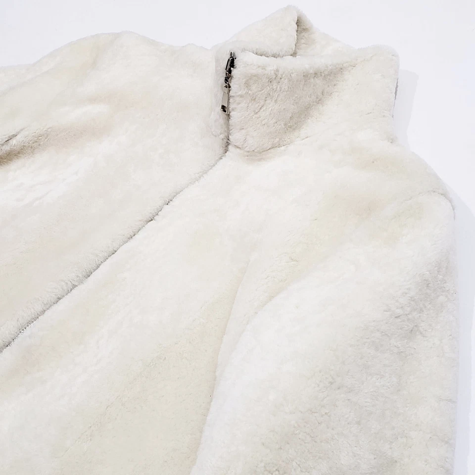 Abrigo largo DROMe ajustado de piel de oveja mezclada con bolsillo RACCAGNI cremallera S-M Foto 3 de 4